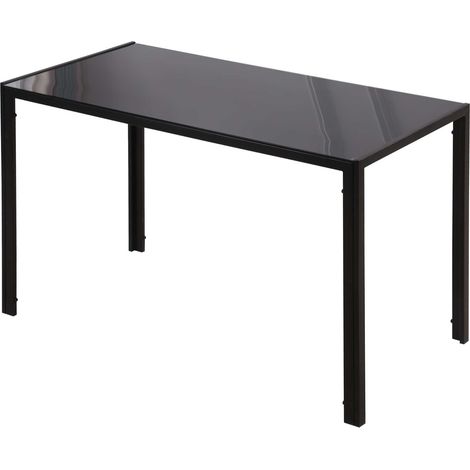 Küchentisch für 4 Personen aus Metall und Sicherheitsglas, 120 x 60 x 75 cm, Schwarz