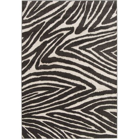 BOBOCHIC - Tapis poils ras ZAYN motif abstrait 120x170 Gris (1/5)