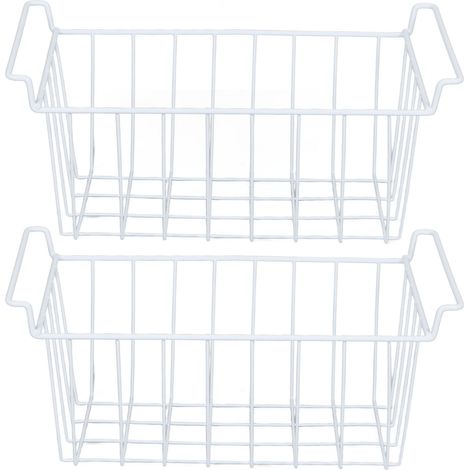 Ortviai Panier de rangement métallique pour congélateur – 2 pièces, acier peint PE, 45 x 24,5 x 20 cm (1/5)