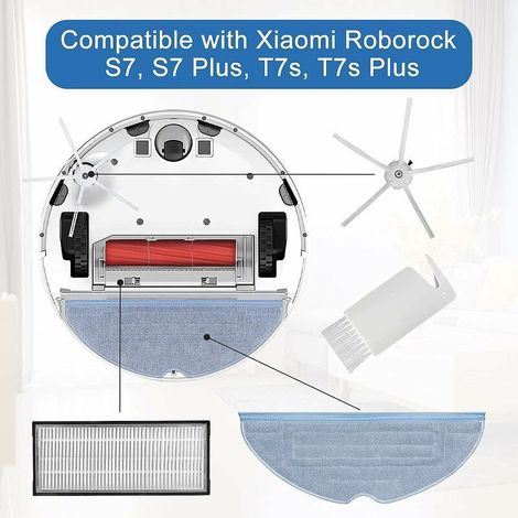 Accessori per la pulizia del robot aspirapolvere Roborock S7 MaxV Ultra / S7 MaxV / S7 Plus / S7 Max / S7 (4 panni per la pulizia + 2 filtri + 2 spazzole laterali + 2 spazzole per la pulizia) (1/4)