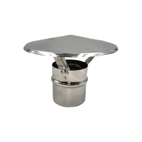 Chapeau de cheminée en acier inoxydable – Diamètre 80 mm – Hauteur 8 cm – Pour cheminées de toit – ALA