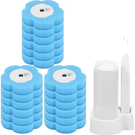 Cepillo para inodoro, cabezales de repuesto desechables, soporte higiénico, 18 piezas y cepillo-1 (1/2)