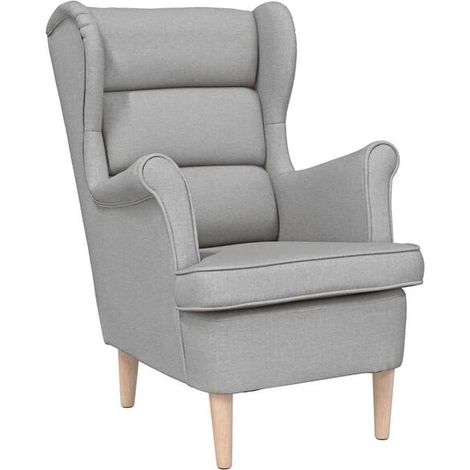 Fauteuil gris nuage, dimensions 74 x 84 x 100 cm, tissu (1/5)
