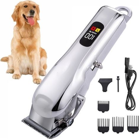 (Argent)Tondeuses pour chiens chat , Poil Long Epais robustes à faible bruit sans fil outils de toilettage pour animaux de compagnie (1/5)