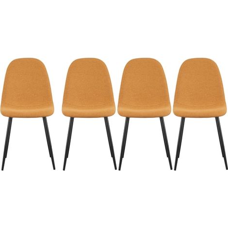 Lot de 4 chaises 45x54x87 cm en tissu moutarde - YUNO (1/4)