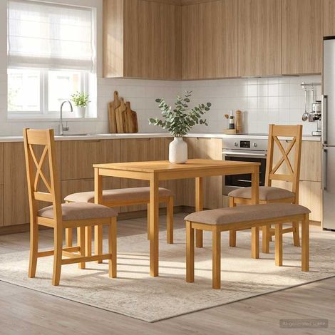 vidaXL Ensemble de salle à manger 5 pc Gris Bois de chêne massif (1/5)