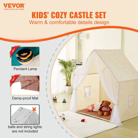 Tente de jeu pour enfants, cabane pour enfants de 1 à 5 ans, tente pour enfants avec tapis et lampes, avec fenêtres pour intérieur… (1/5)