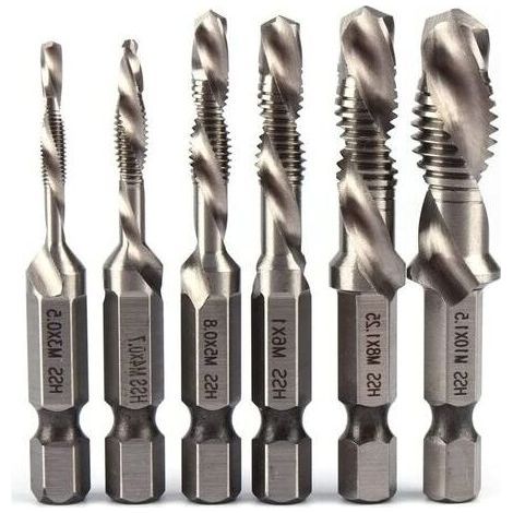 Gewindebohrer, metrisches Gewindebohrer-Set M3 M4 M5 M6 M8 M10 Titanbeschichteter HSS-Bohrer und Gewindebohrer-Set 1/4 (1/5)