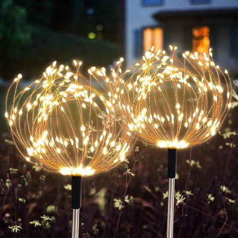 Décorations lumineuses solaires de jardin extérieur, lot de 2, 240 LED effet feu d'artifice (1/5)