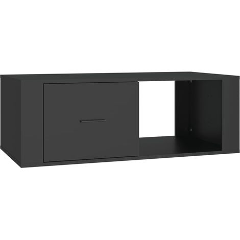 Mesa de centro con cajón diseño moderno 100 x 50,5 x 35 cm madera de ingeniería negra DEC039536