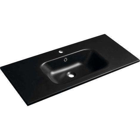 Sapho Lavabos - Lavabo 46x101 cm, con rebosadero, orificio para grifo, negro SD101B