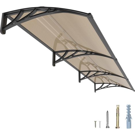 300x100cm Marquise de Porte Extérieure, Auvent Polycarbonate Anti-UV Bloque UV (1/5)