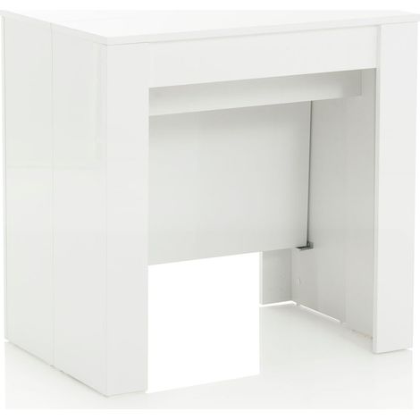 Console extensible STRETCH blanc brillant