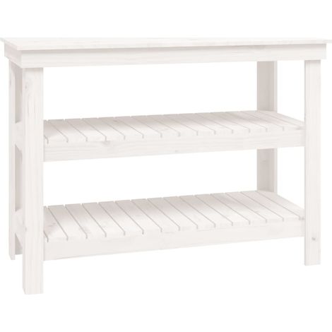 Banc de travail Blanc 110,5x50x80 cm Bois de pin massif