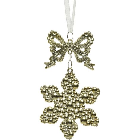 Pendaglio oro con fiocchi di neve, stella e albero di natale decorazione natalizia -Albero (1/5)