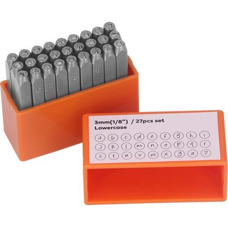 27 pièces poinçons métal lettres minuscules acier haute teneur carbone pour bijoux cuir avec coffret