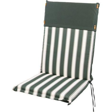 cuscino per sedia da esterno con schienale alto e fantiasia a righe verdi, 47x68,5x2,5 cm