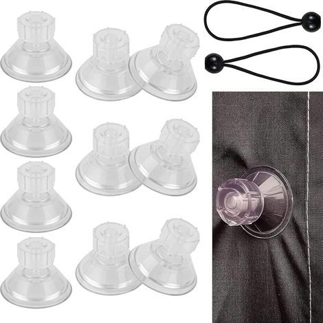 UNINGYI 10 Piece Suction Cup Camping, Threaded Suction Cup Suction Cup for Window Clear Suction Cup, Suction Cup for Awning, Car, Camping, Window and Sun Visor, (4.5 cm, with 2 Rubber Bands) (1/5)