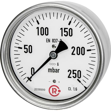Riegler Kapselfedermanometer, G 1/2 hinten zentrisch, 0 - 400 mbar, Ã˜ 100 (1/2)
