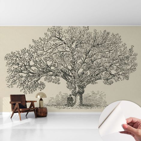 Fototapete Selbstklebend - Wandtattoo - leicht anzubringen - Wandverkleidung Baumillustration 416x254 cm (1/5)