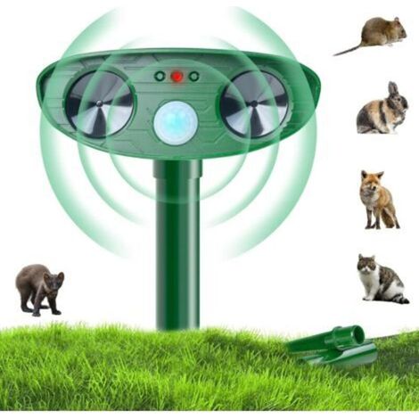Répulsif pour Chats Solaire, Repulsif Chat Exterieur Ultrason, Anti Chien Pigeons Souris Rats, Multifonctions Détecteur de Mouvement Étanche Repousse Rongeur, Chasse Taupe (1/5)