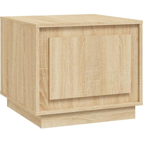 Mesa de centro de diseño rústico con compartimento con puerta 51 x 50 x 44 cm madera de ingeniería color roble DEC038957