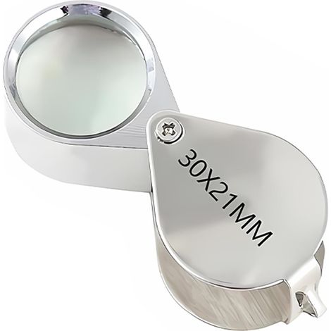 Loupe Bijoutier,Verre Bijoux Antiquités Lentille Oculaire,30x Loupe de Poche,Pliable loupe pour Travail de précision, Bijoux, pièces de Monnaie,Rocks, pièces de Monnaie, Timbres