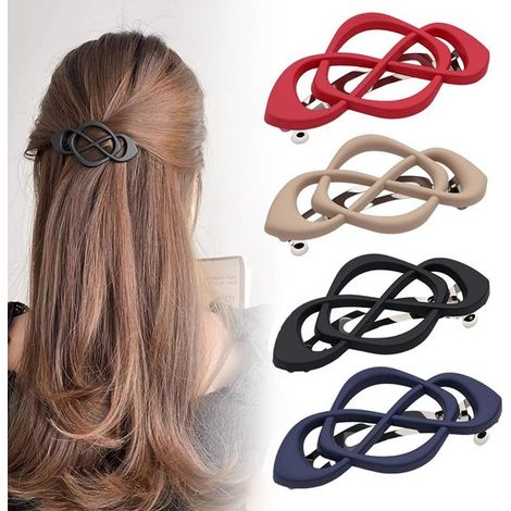 Lot de 4 pinces à cheveux à ressort vintage - Pinces élégantes - Pour l'arrière de la tête et demi-queue - Design raffiné - Quatre couleurs (1/5)