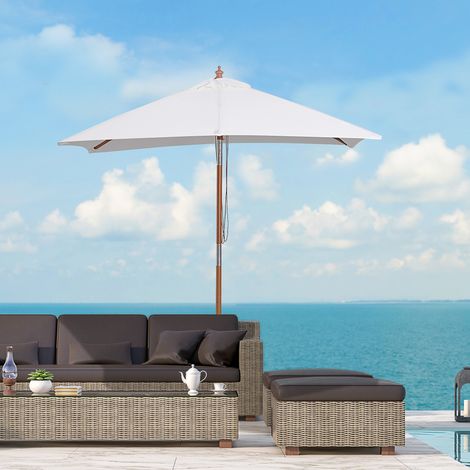 Parasol pliable jardin 200×150×235cm 3 niveaux rectangulaire hydrofuge anti-UV balcon plage terrasse, blanc crème