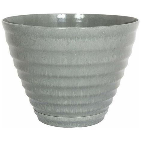 40cm Vale Planter with In-Built Saucer - Plastic - L40 x W40 x H30 cm - Grey