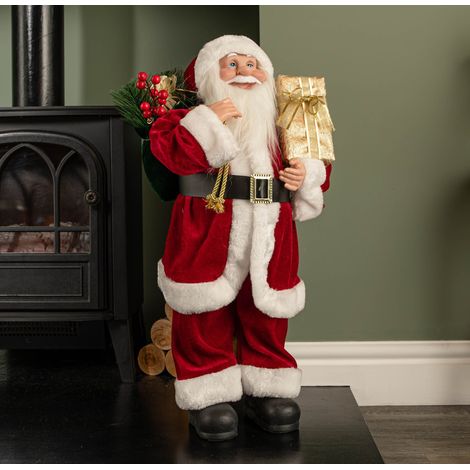 60cm Red Standing Santa with Gift Sack Christmas Indoor Decoration (1/5)