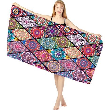 Toalla de playa de microfibra sin arena, Toalla tipo manta extragrande, superabsorbente y de secado rápido, piscina, camping y yoga, mujeres (1/5)
