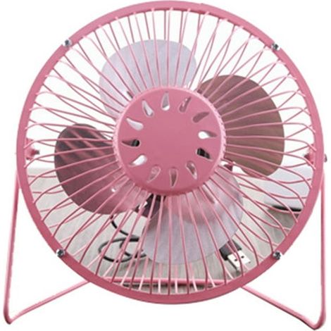Mini ventilateur de bureau 10 cm USB rechargeable en métal, petit ventilateur personnel portable, circulateur d'air rose, refroidissement silencieux pour maison et travail (1/5)