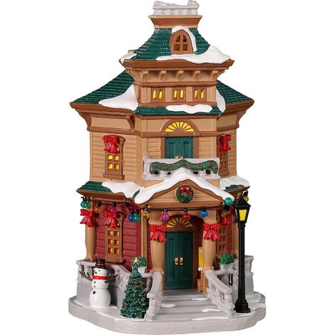 Residenza all'angolo, edificio luminoso per villaggio di Natale in Porcellana (1/7)