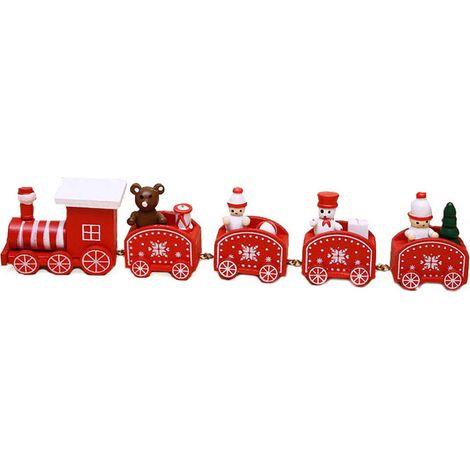 Tren De Navidad De Madera Pintada - Decoración Navideña - Juguetes Para Niños - Adornos Miniatura Para Árbol - 1 Unidad (1/5)