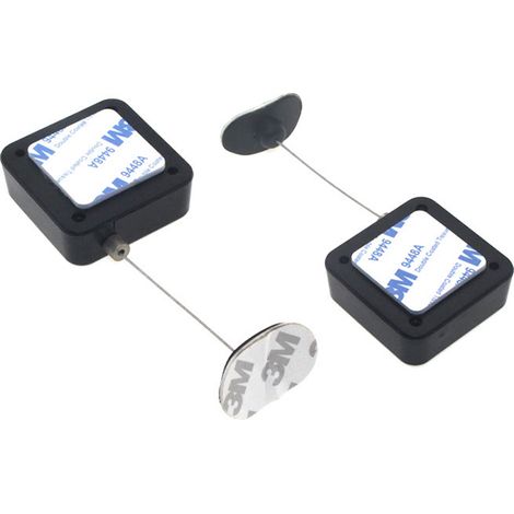 Boîtier de traction antivol noir - Câble de 2 m avec serrure et capuchon (1/5)
