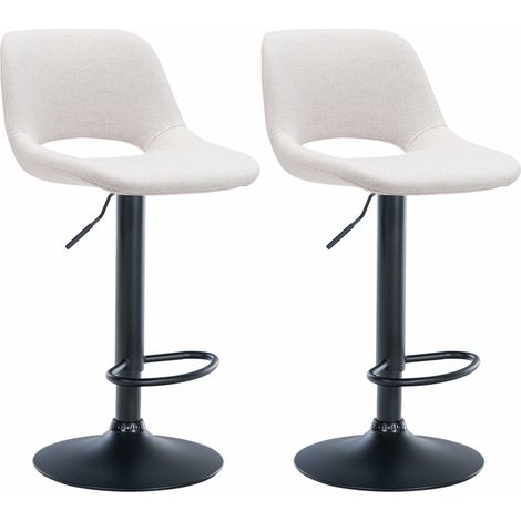Taburetes altos x2 con reposapiés en tela crema base metal negro 100004096 (1/5)