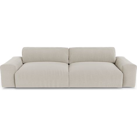 Canapé 3 places en tissu tramé toucher doux beige BLISS (1/5)