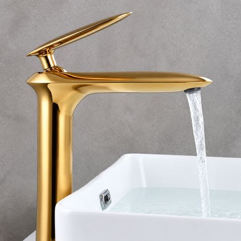 Mitigeur lavabo salle de bain en cuivre cartouche céramique doré modèle haut 42 × 23 × 7 cm 2,046 kg – Livraison gratuite (1/5)