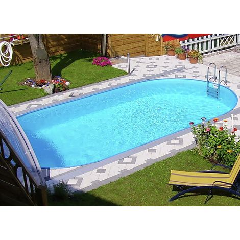 Steinbach Stahlwand Swimming Pool Set "Styria oval", blaue Poolfolie, 800 x 400 x 150 cm (1/2)