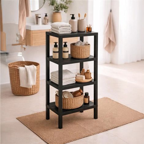 Exagonshop Scaffale 38x29x100 quattro ripiani nero