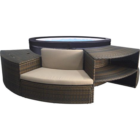Vasca Idromassaggio da Esterno Semirigida Riscaldata 4 Posti con Mobili Ø156x70 cm NetSpa Vita Nera (1/5)
