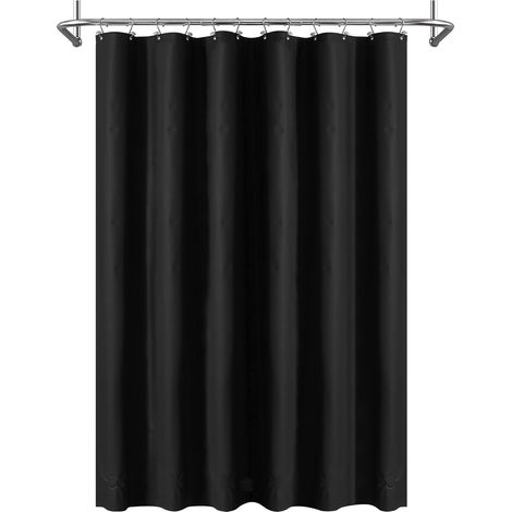 Rideau de douche transparent avec 3 aimants, en plastique souple et robuste de qualité supérieure, pour salle de bain, léger et imperméable, 183 x 183 cm, noir (1/5)