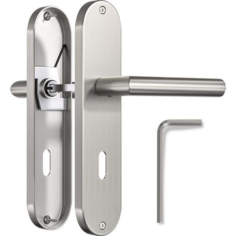 Béquilles de Porte en Zinc sur Plaque avec Ferrure pour Trou de Serrure, pour Chambre à Coucher et Porte en Bois (1/5)