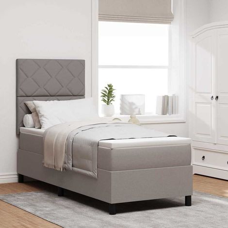 Cama tipo Box Spring con cabecera Taupé 80 x 200 cm tela (1/5)