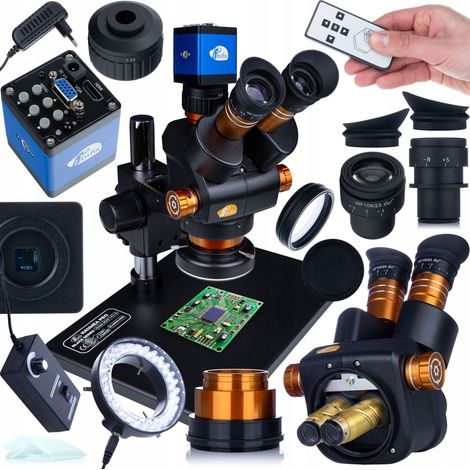 Haumea PRO Black Series MSHP-T-PS1-B Set – Trinokular 6,5–58x  Kamera Draco Blue PRO HDMI FullHD  Rosfix LED-Ring 56