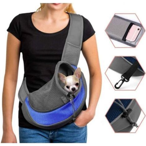 Sac de Transport Chien Sac à Bandoulière pour Chat Chiot Réglable Sac de Voyage pour Petits Animaux Sac à Main Chien avec Pochette en Filet Respirant Sacoche Chien Portable pour Marché Extéri (1/5)