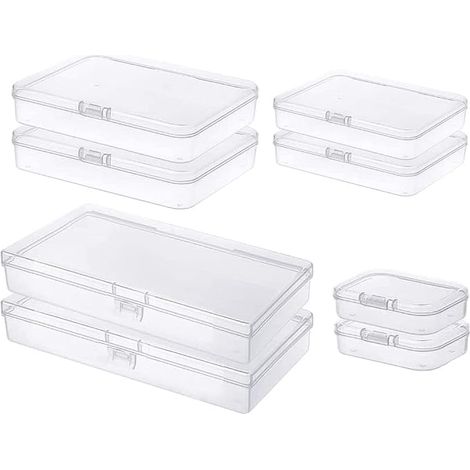 Scatole contenitori organizer mini rettangolari vuote in plastica trasparente, misure miste, per piccoli oggetti e altri progetti creativi