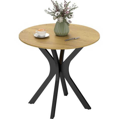Esstisch Küchentisch Runder Tisch, Modernes Design, 78 cm x 78 cm x 75 cm, Naturholz