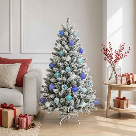 vidaXL Set di Palline di Natale 30 pz Argento, blu e turchese Ø 6 cm (1/5)